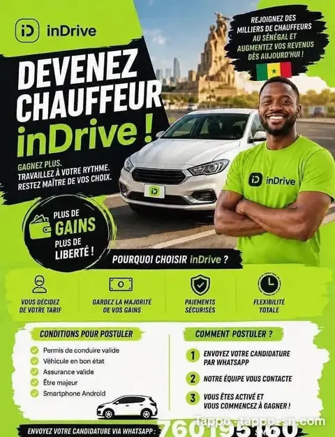 Devenir chauffeur inDrive au Sénégal
