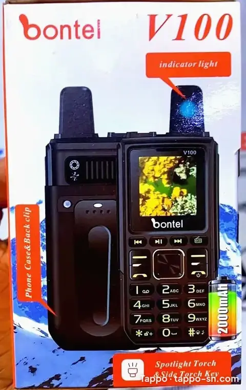 Téléphone Bontel V100 avec lampe torche et batterie 2000mAh