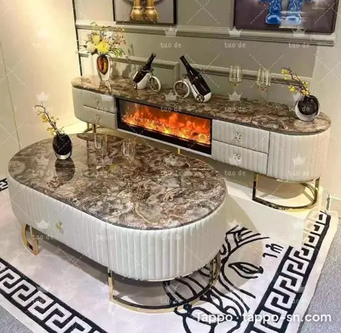 Ensemble Table Tv avec Cheminé et Table Basse