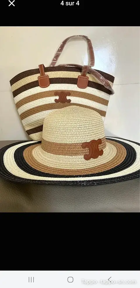 Ensemble sac et chapeau paille
