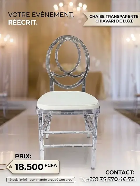 Chaise transparente Chiavari de luxe
