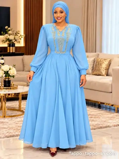 Robe longue bleue