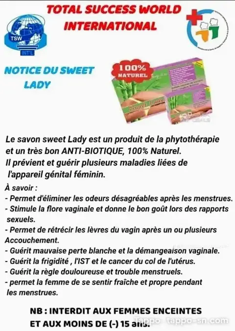 Savon Sweet Lady – Hygiène intime 100% Naturel (TSW International)